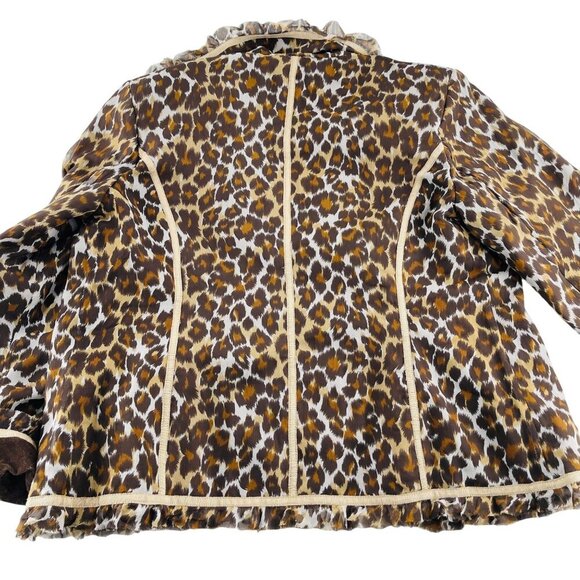 Pamela McCoy Womens Leopard Print Blazer Jacket Size Large Silk Corduroy Lined - Picture 5 of 5